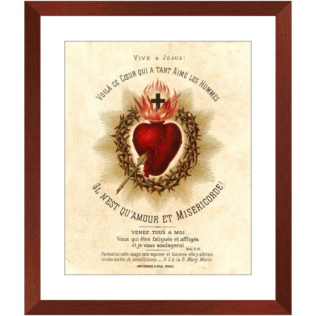 Framed French Sacred Heart Archival Print - Christi Studio