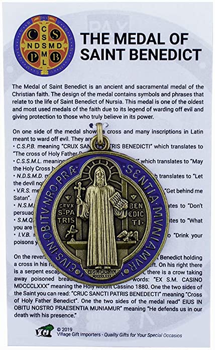 Colorful Saint Benedict Medal and Information Card