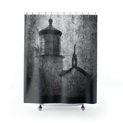 Historic Old Maritime  Vintage Cape Mears Lighthouse Shower Curtain (Sustainable & Recyclable)