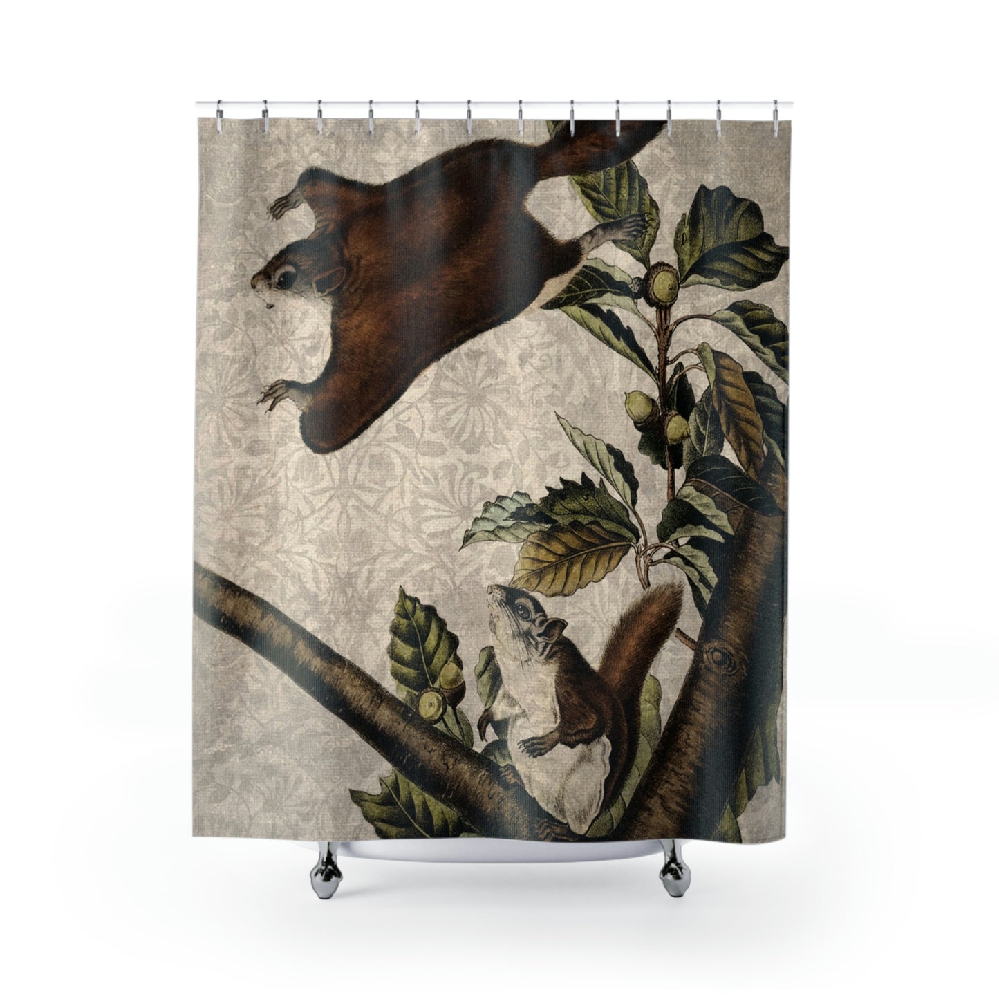 Oregon Flying Squirrel in Flight Shower Curtain - Inspired by John James Audubon (Sustainable & Recyclable)