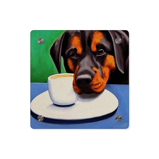 Rottweiler Rescue Dog Coffee Art Acrylic Panel (AKC Tribute)