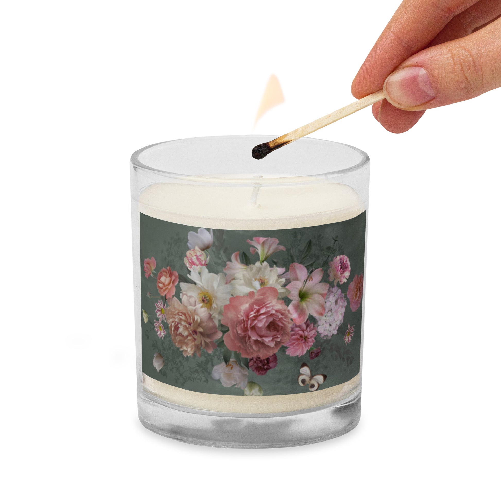 Glass Jar Soy Wax Floral Decorative Candle - #5 - Christi Studio