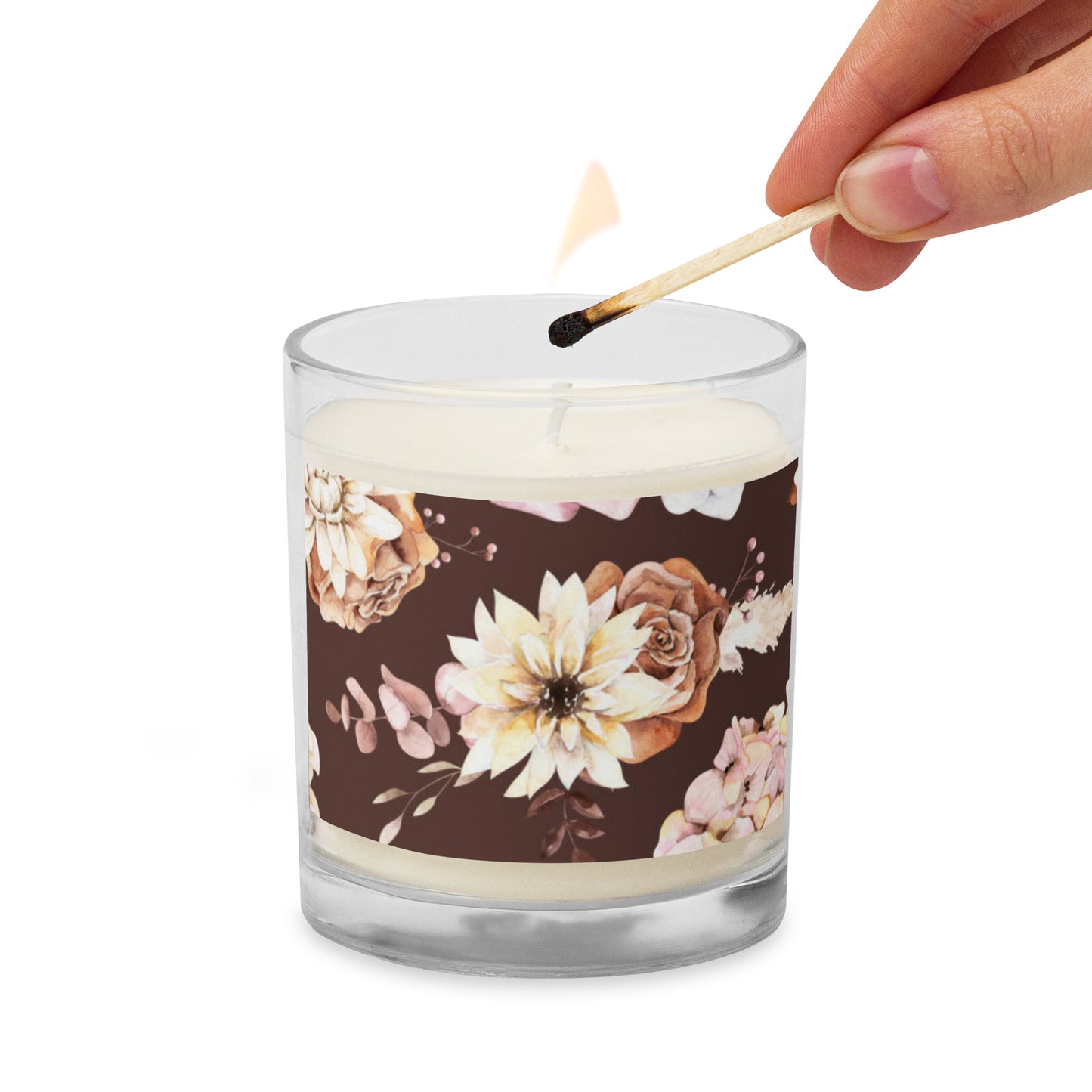 Glass Jar Soy Wax Floral Decorative Candle - #11 - Christi Studio