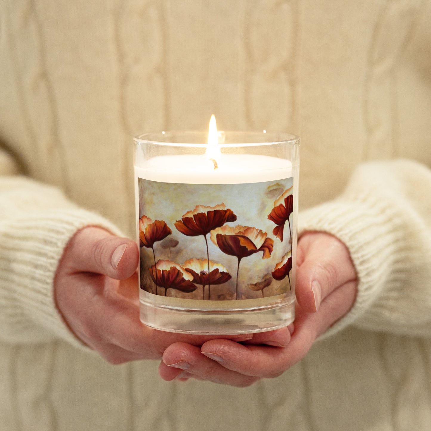 Glass Jar Soy Wax Floral Decorative Candle - #4 - Christi Studio