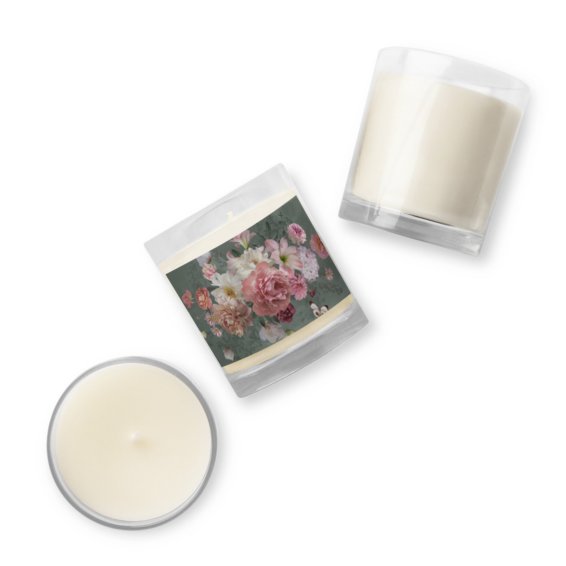 Glass Jar Soy Wax Floral Decorative Candle - #5 - Christi Studio