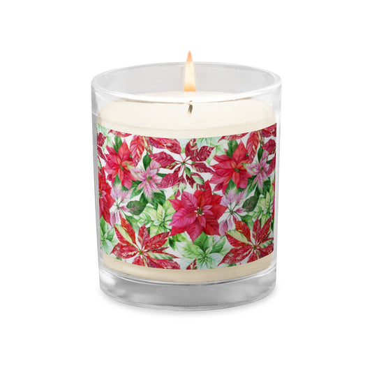 Glass Jar Soy Wax Floral Decorative Candle - #15 (Poinsettia) - Christi Studio