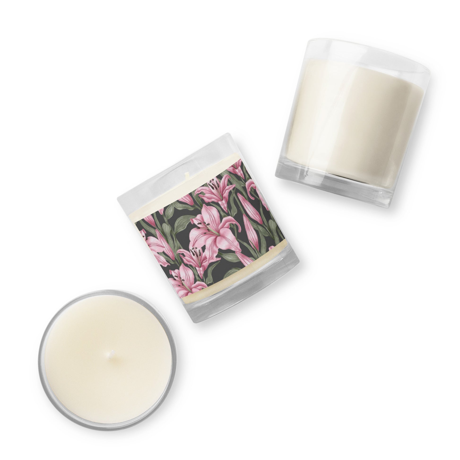 Glass Jar Soy Wax Floral Decorative Candle - #20 (Lily) - Christi Studio